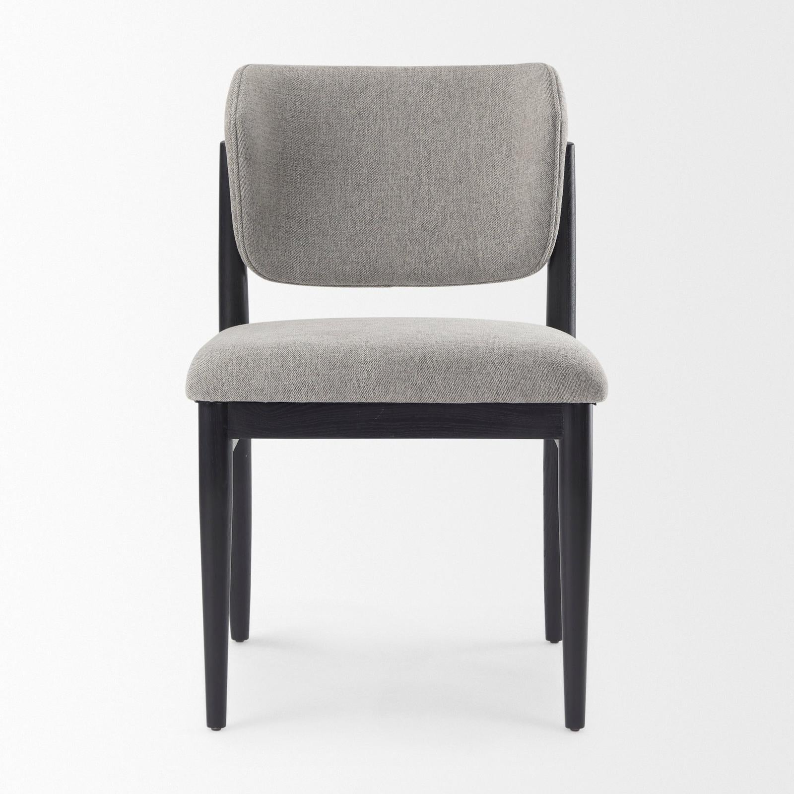 Mercana Cline Gray Fabric W/Black Wood Dining Chair
