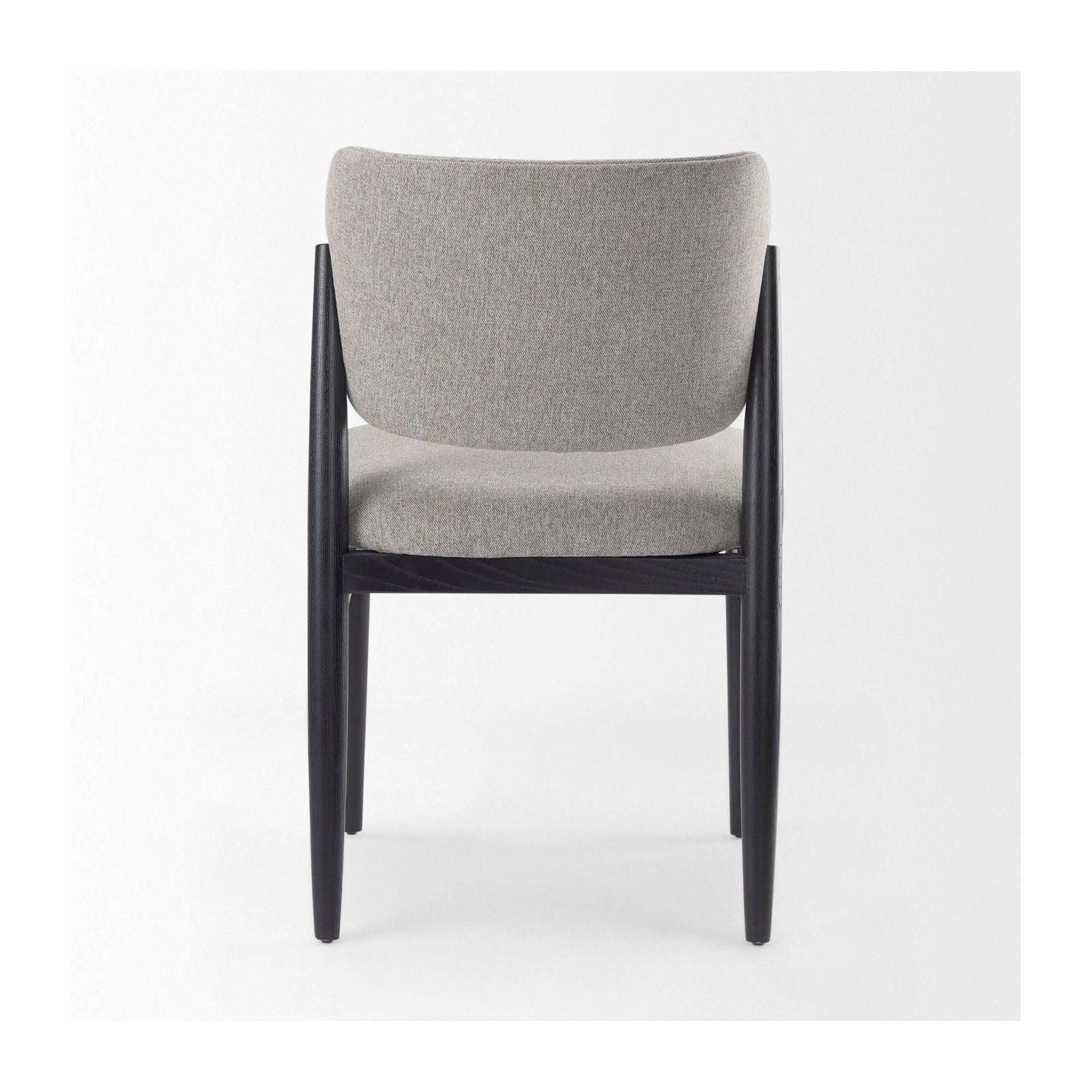 Mercana Cline Gray Fabric W/Black Wood Dining Chair