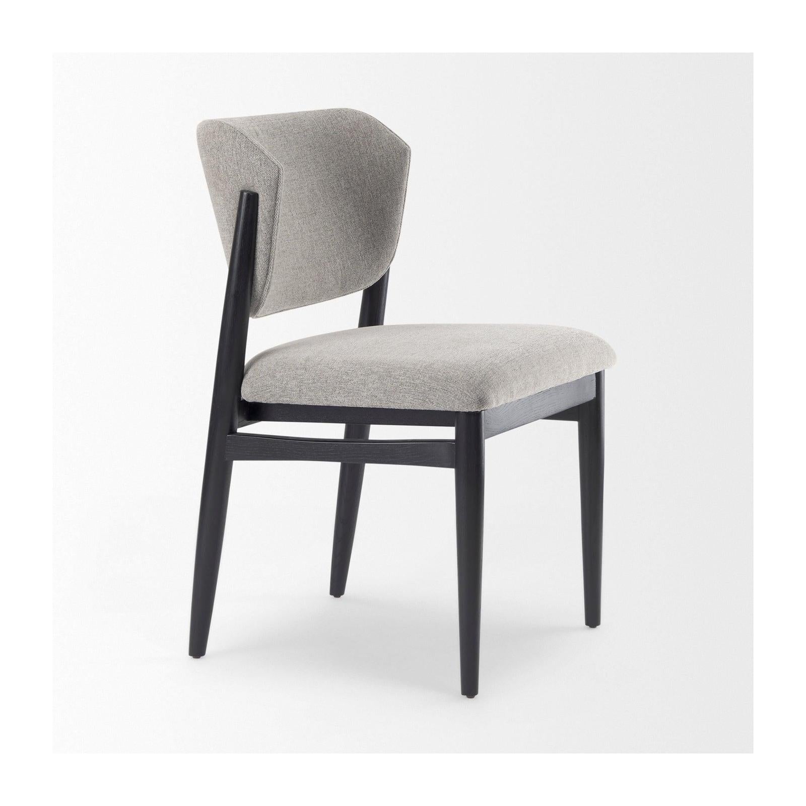 Mercana Cline Gray Fabric W/Black Wood Dining Chair
