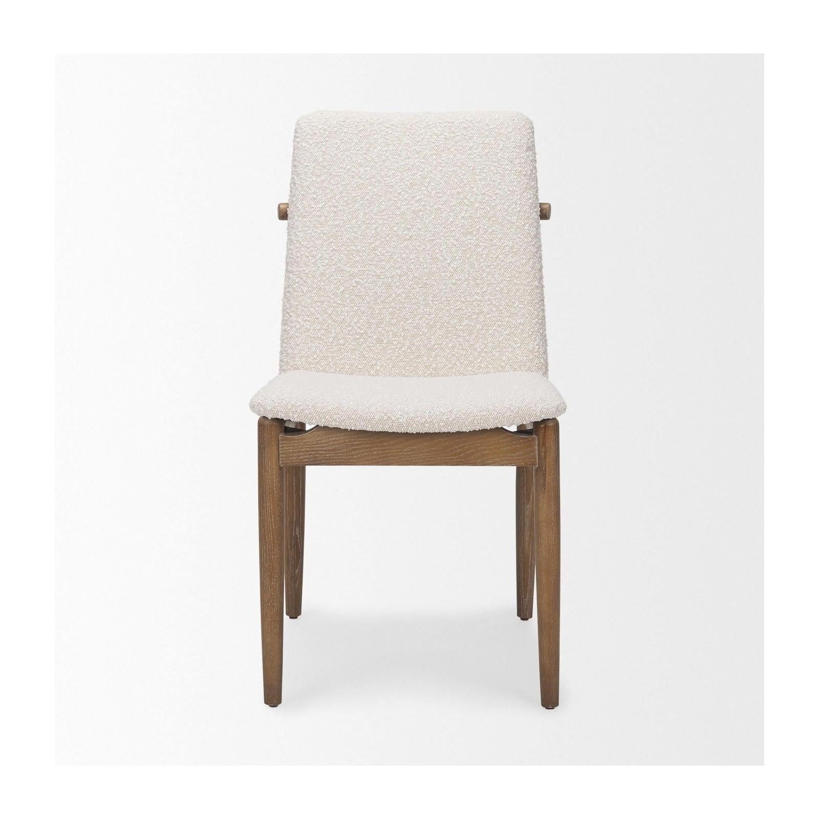 Mercana Cavett Cream Boucle Upholstered Seat W/Light Brown Wood Frame Dining Chair