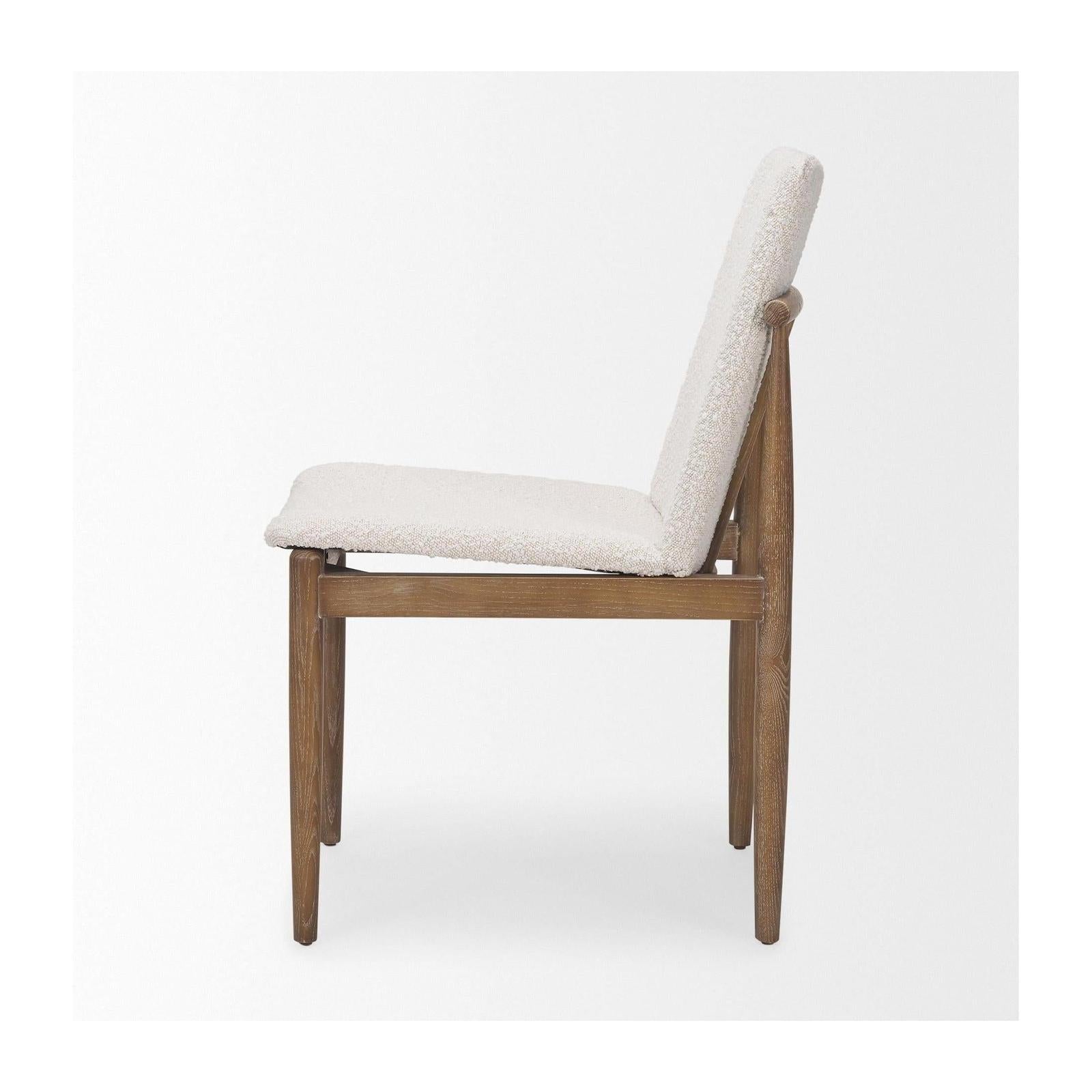 Mercana Cavett Cream Boucle Upholstered Seat W/Light Brown Wood Frame Dining Chair