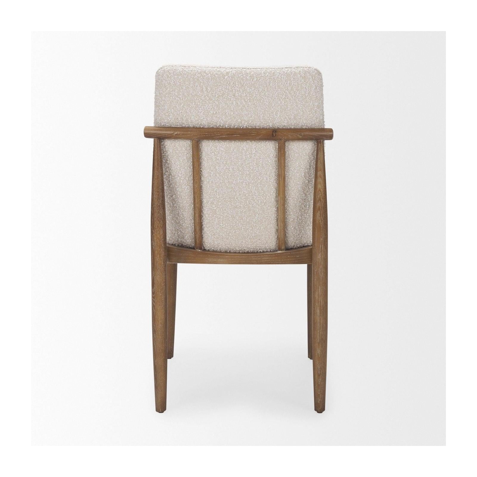Mercana Cavett Cream Boucle Upholstered Seat W/Light Brown Wood Frame Dining Chair