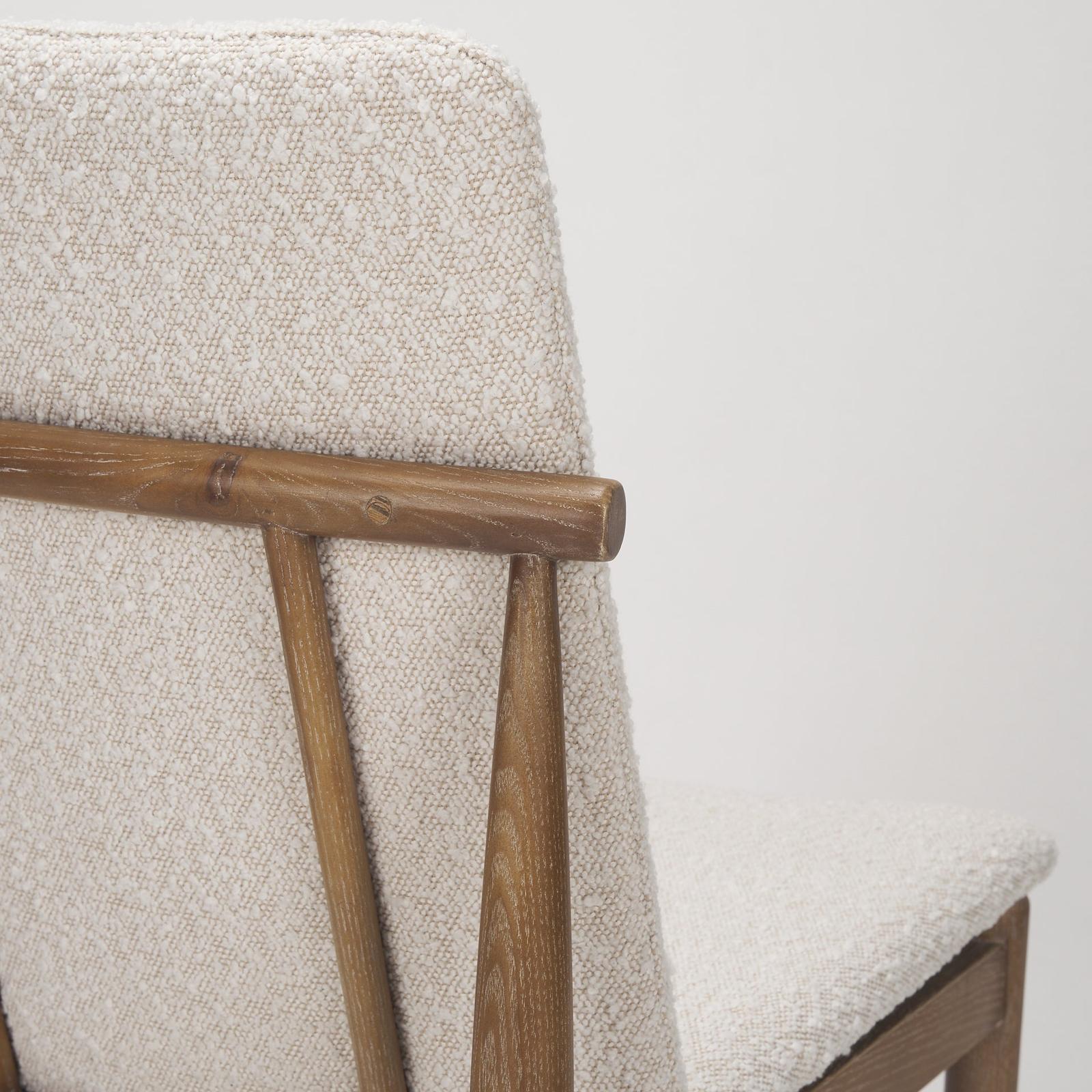 Mercana Cavett Cream Boucle Upholstered Seat W/Light Brown Wood Frame Dining Chair