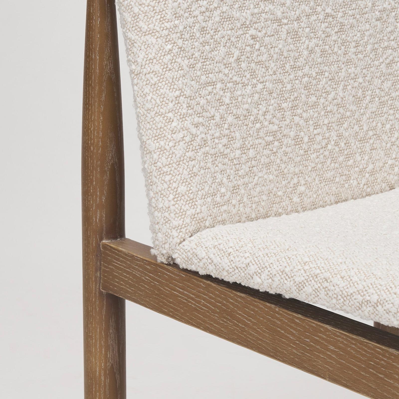 Mercana Cavett Cream Boucle Upholstered Seat W/Light Brown Wood Frame Dining Chair