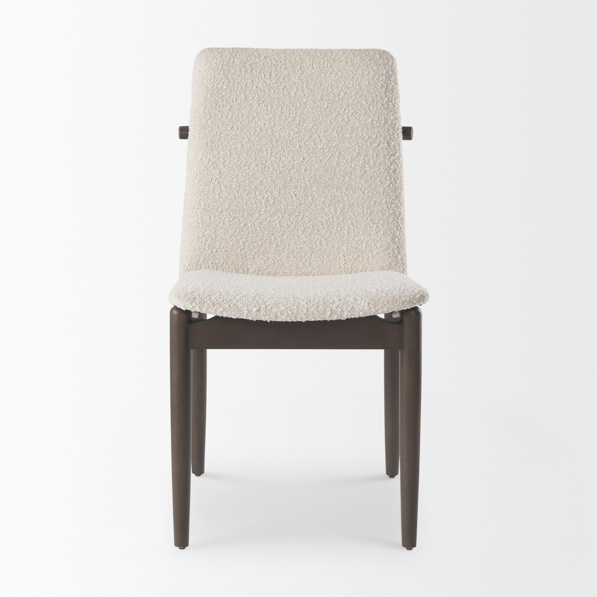 Mercana Cavett Cream Boucle Upholstered Seat W/Dark Brown Wood Frame Dining Chair