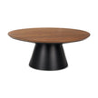 Mercana Mitchell Black Metal Pedestal Base with Brown Wood Top Coffee Table