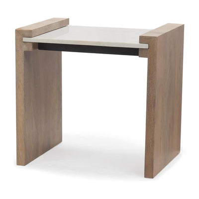 Mercana Athens Light Brown Wood w/ White Marble Accent Table