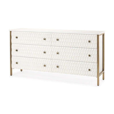 Mercana Savannah White Fir Veneer w/ Metal 6-Drawer Sideboard Clearance