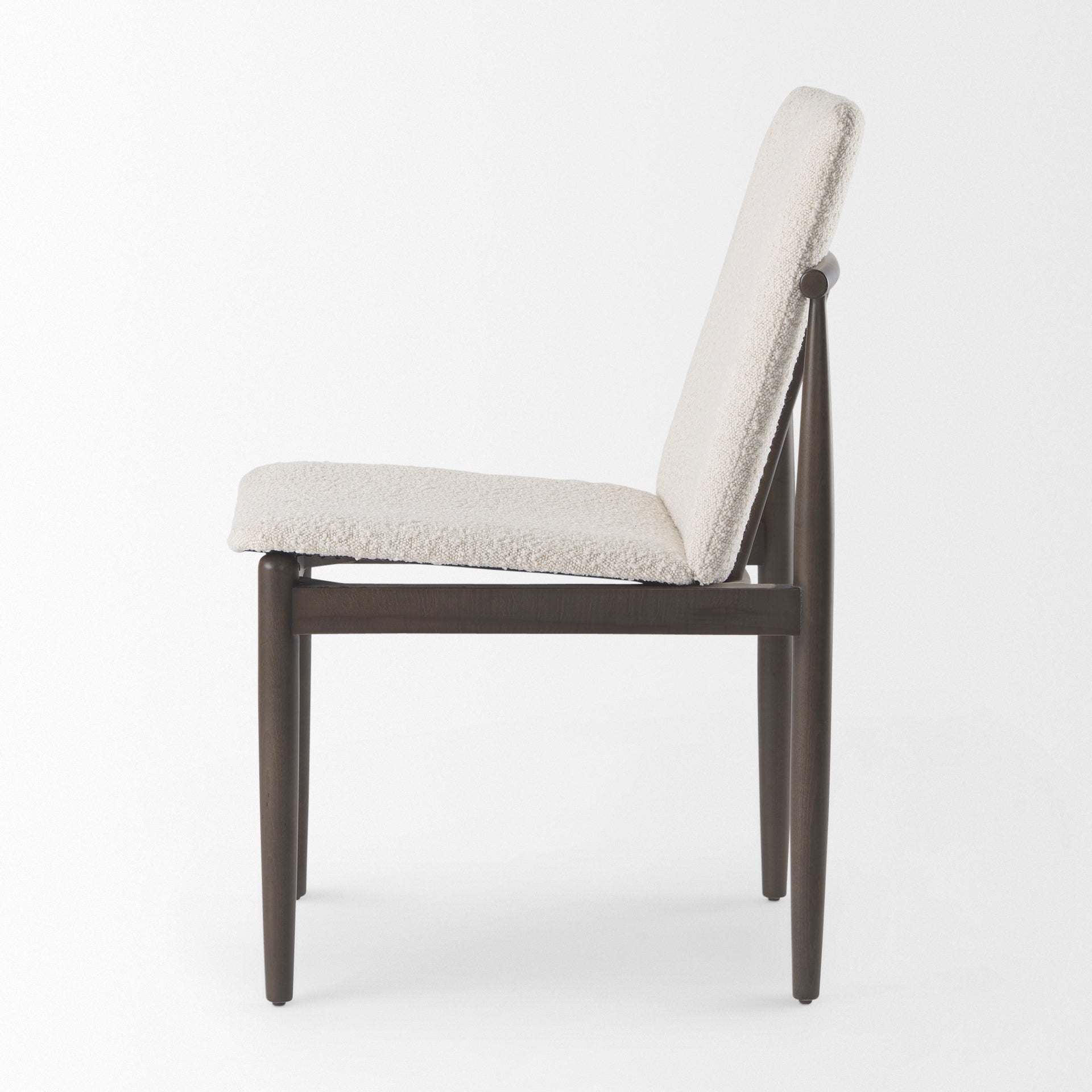 Mercana Cavett Cream Boucle Upholstered Seat W/Dark Brown Wood Frame Dining Chair