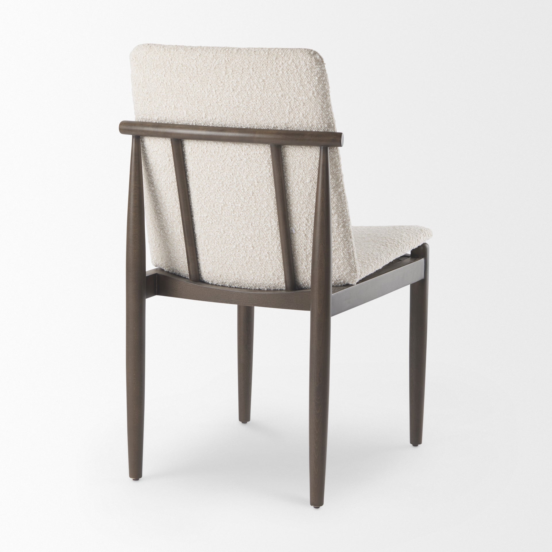 Mercana Cavett Cream Boucle Upholstered Seat W/Dark Brown Wood Frame Dining Chair
