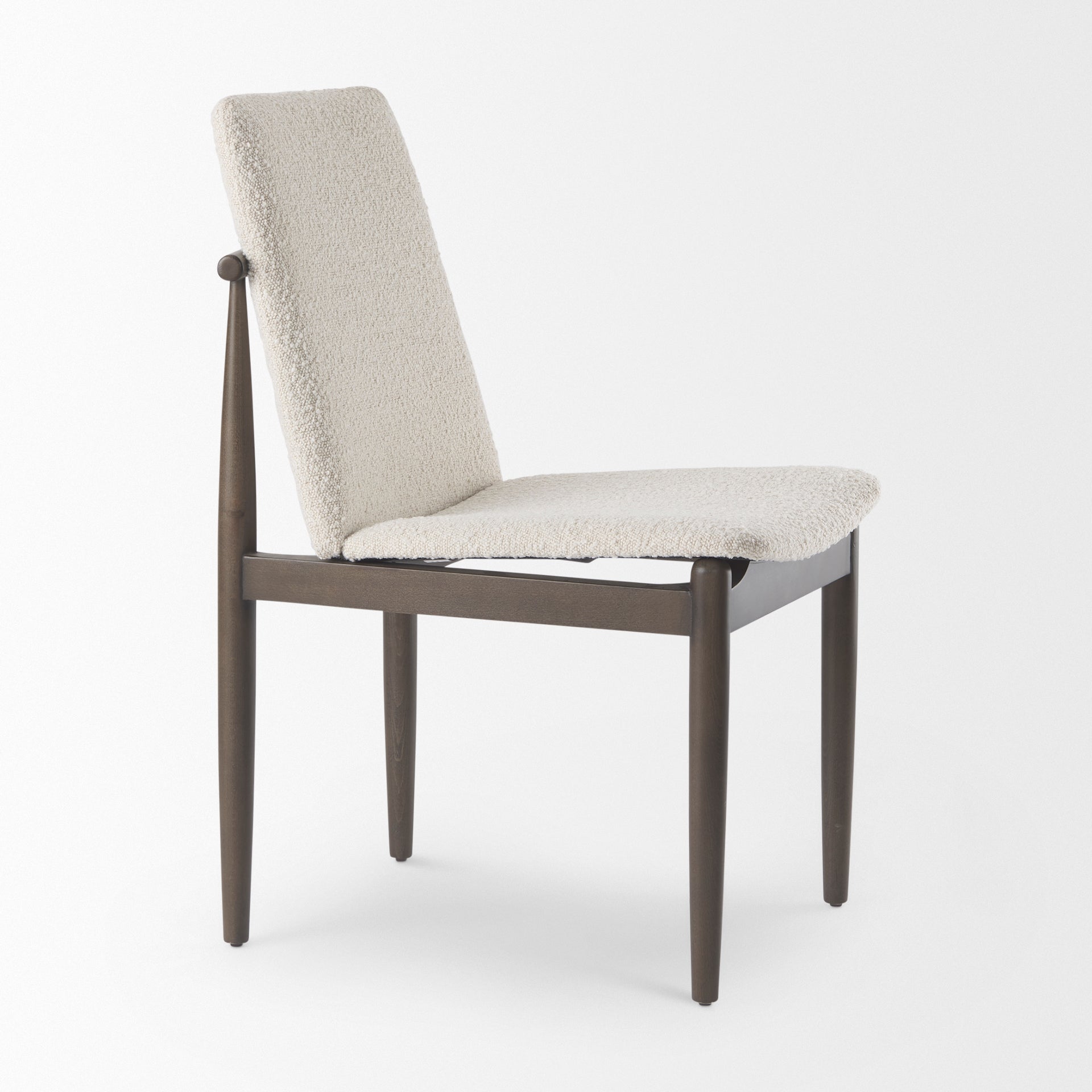 Mercana Cavett Cream Boucle Upholstered Seat W/Dark Brown Wood Frame Dining Chair