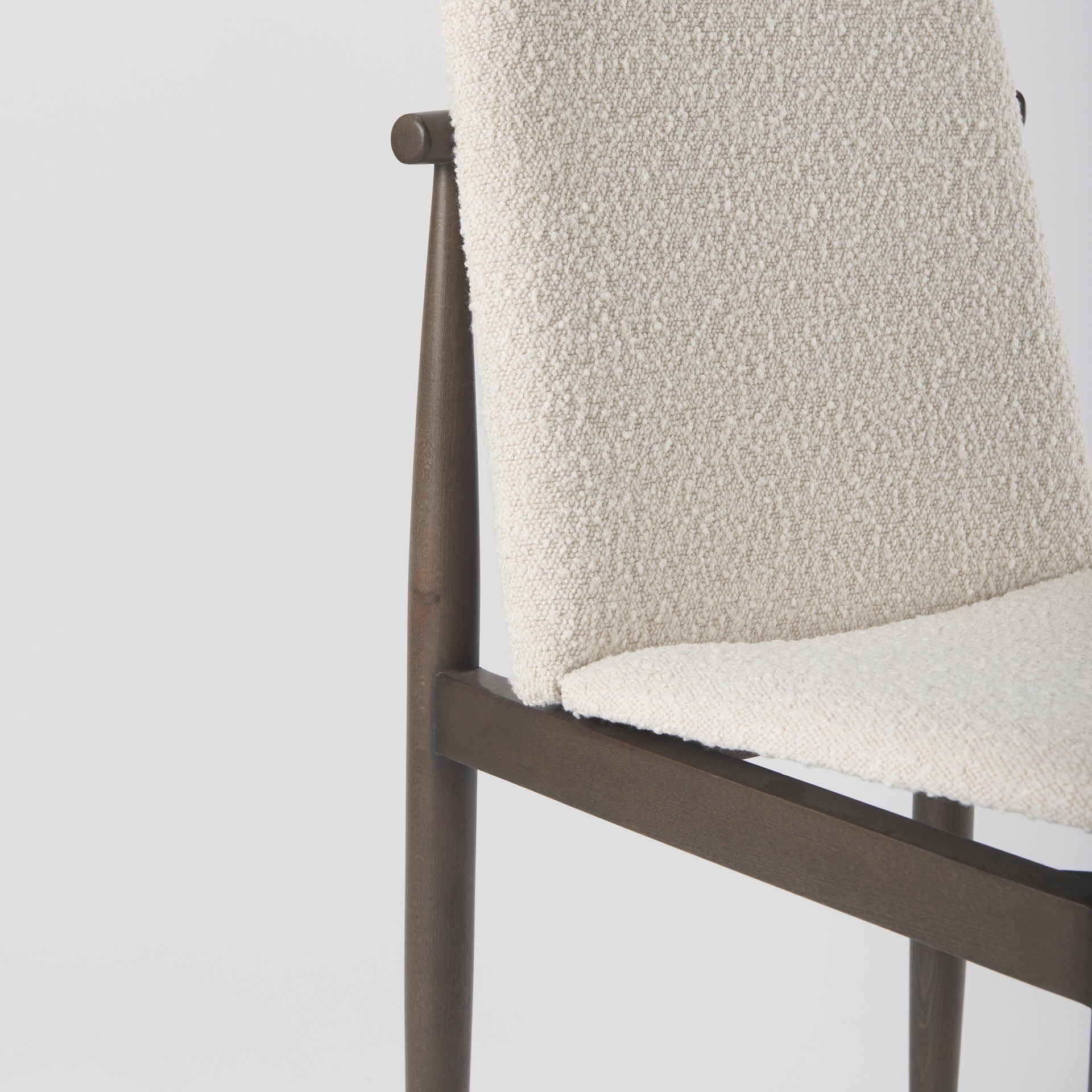 Mercana Cavett Cream Boucle Upholstered Seat W/Dark Brown Wood Frame Dining Chair
