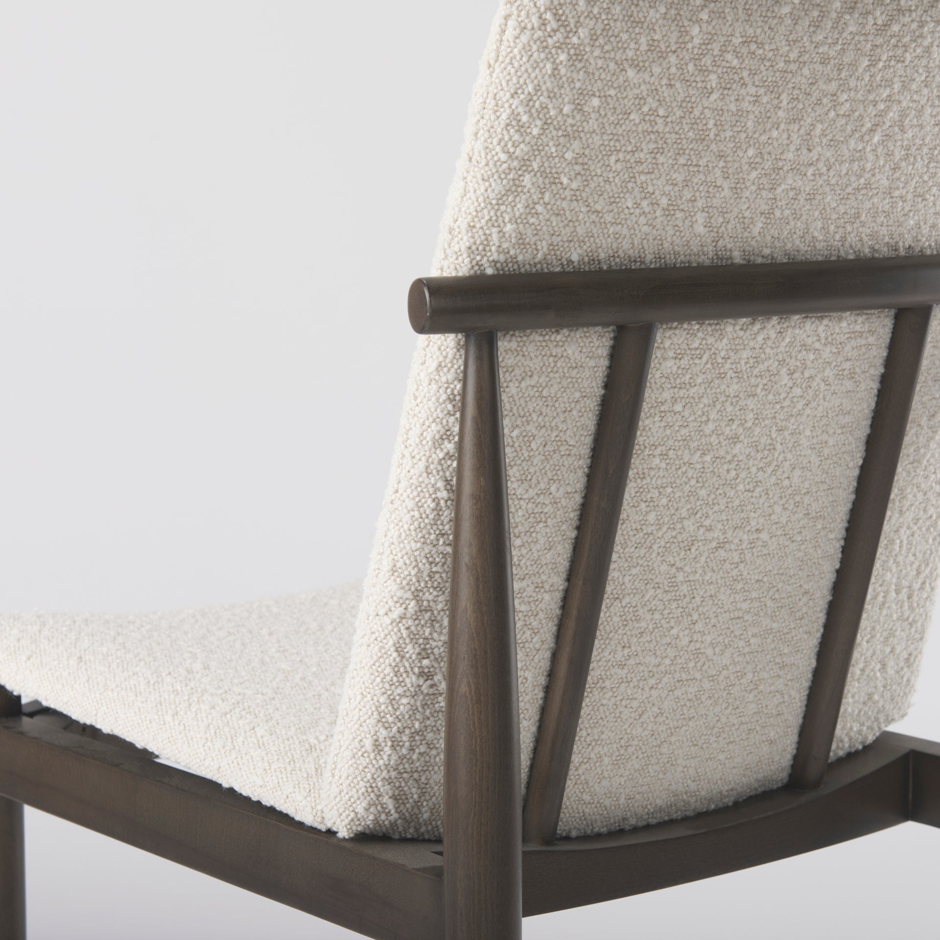 Mercana Cavett Cream Boucle Upholstered Seat W/Dark Brown Wood Frame Dining Chair
