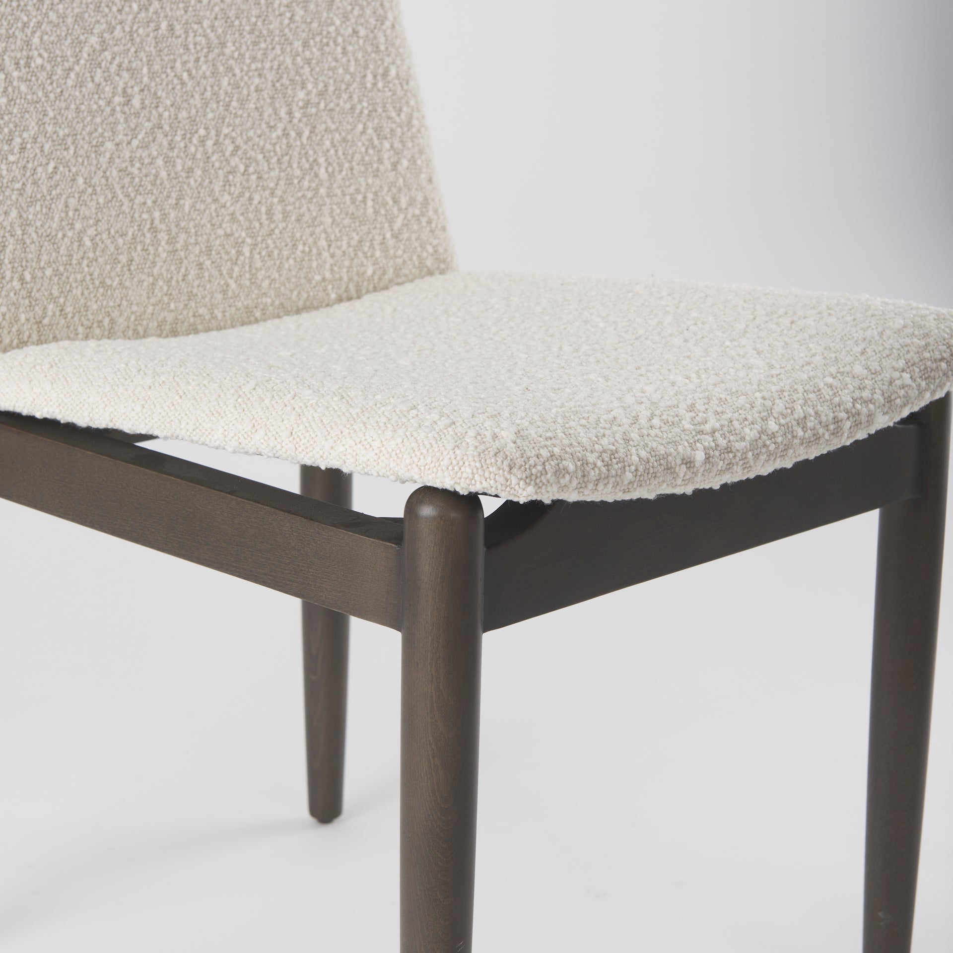 Mercana Cavett Cream Boucle Upholstered Seat W/Dark Brown Wood Frame Dining Chair