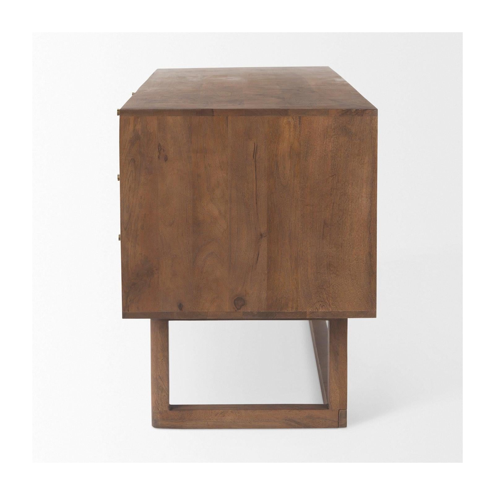 Mercana Grier Solid Wood W/ Black Cane Office Desk