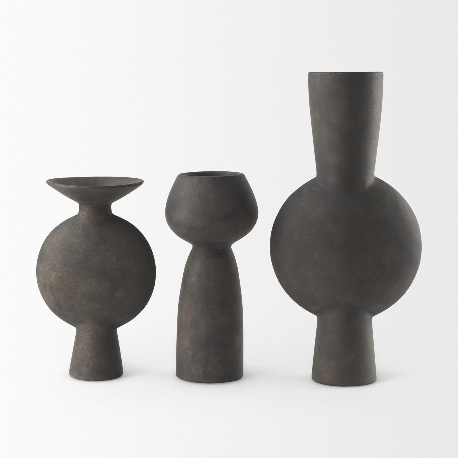 Mercana Kaz Earthy Brown Ceramic Vase