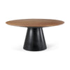 Mercana Mitchell Black Metal Pedestal Base with Brown Wood Top Dining Table Clearance