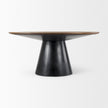 Mercana Mitchell Black Metal Pedestal Base with Brown Wood Top Dining Table Clearance