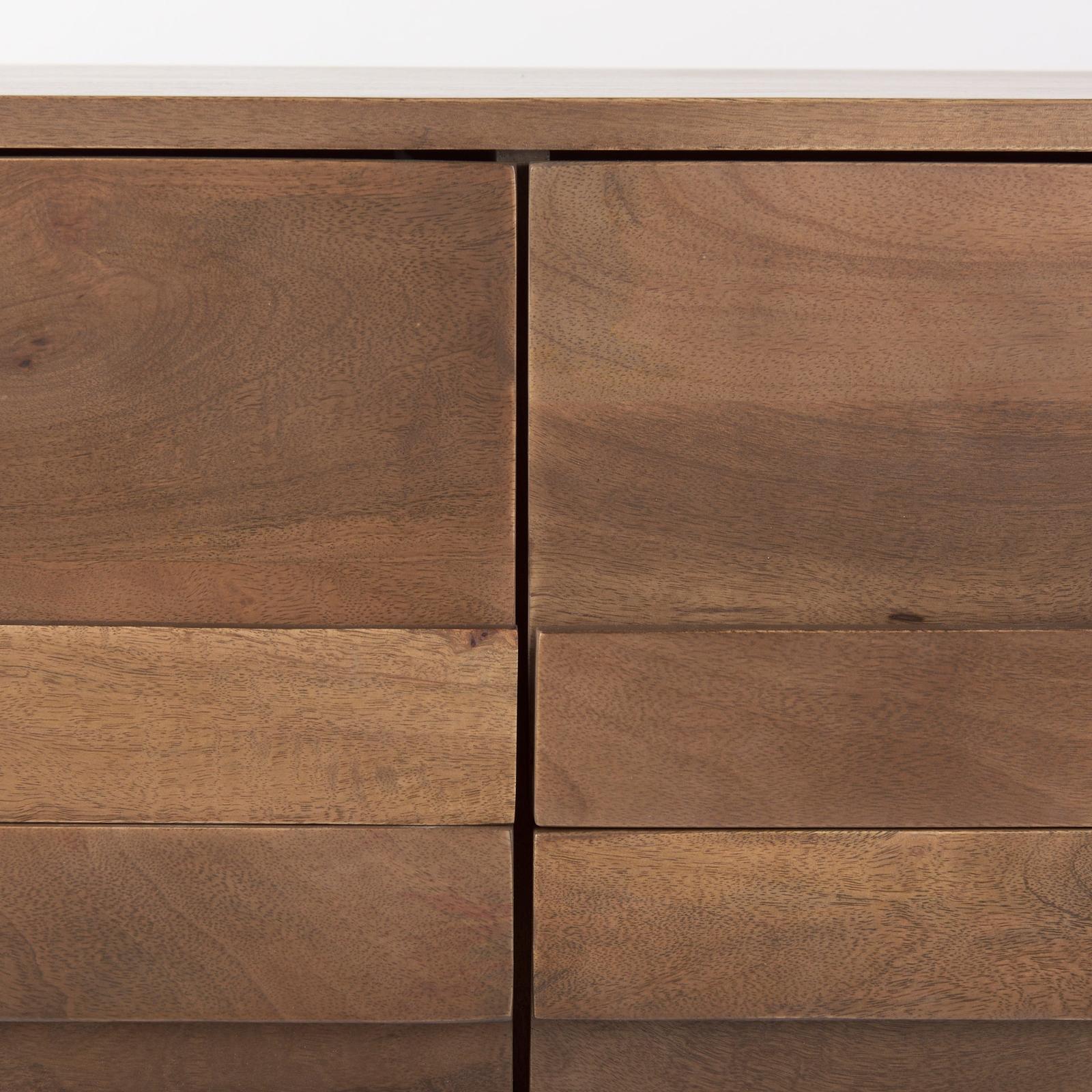 Mercana Astrid Medium Brown Solid Wood 6 Drawer Sideboard