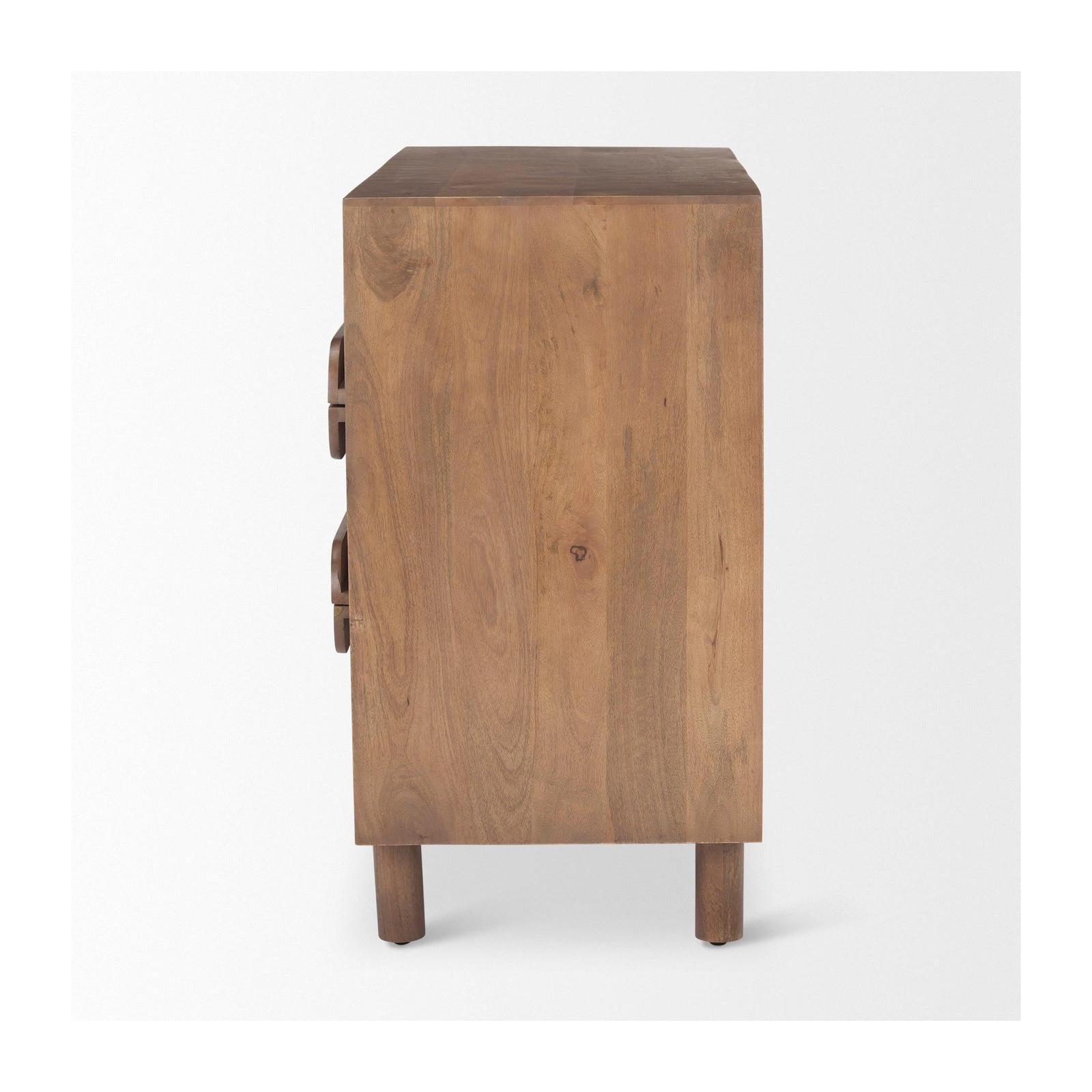 Mercana Astrid Medium Brown Solid Wood 3 Drawer Cabinet