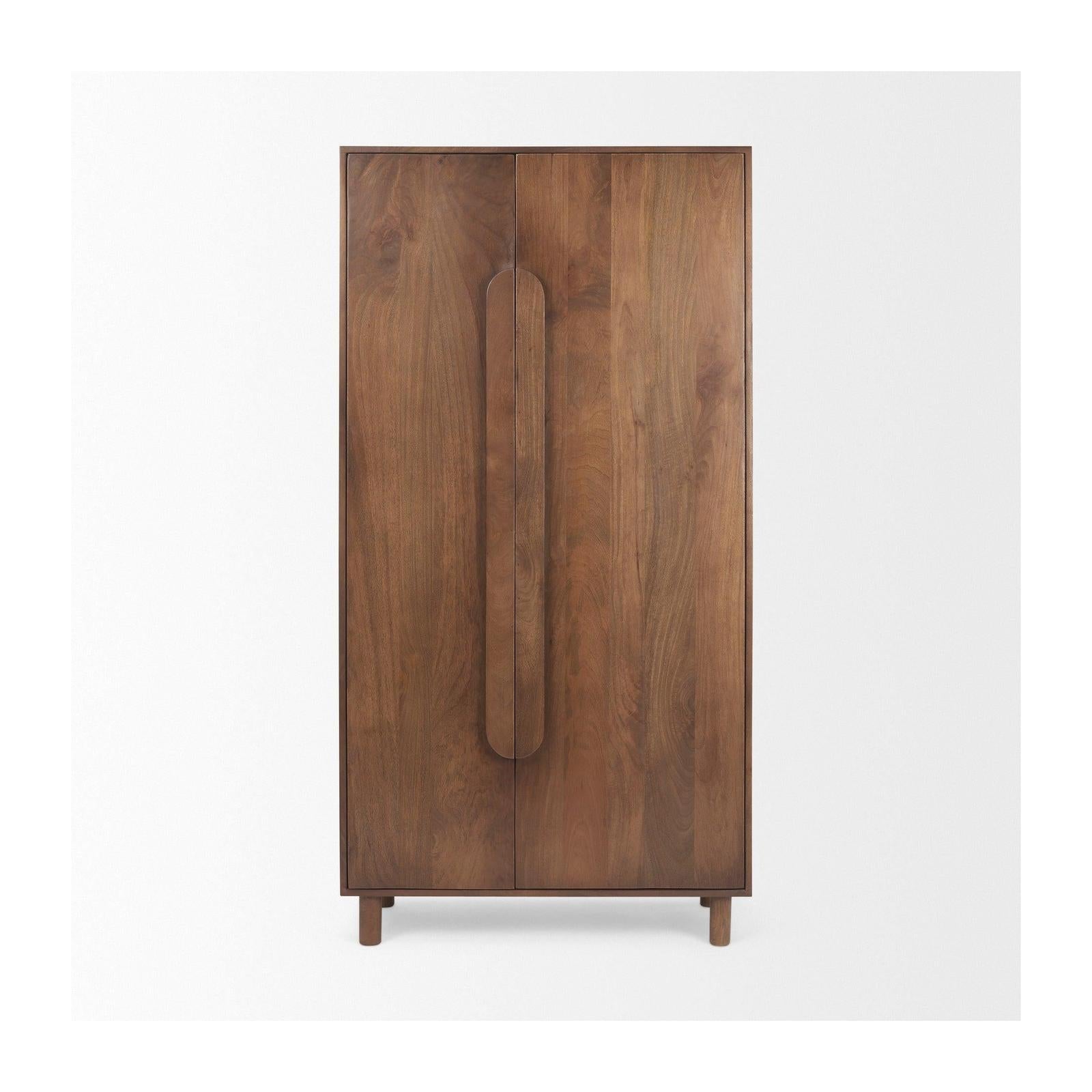Mercana Astrid Medium Brown Solid Wood Armoire
