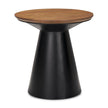 Mercana Mitchell Black Metal Pedetal Base with Brown Wood Top Side Table