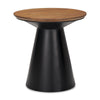 Mercana Mitchell Black Metal Pedetal Base with Brown Wood Top Side Table