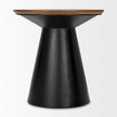 Mercana Mitchell Black Metal Pedetal Base with Brown Wood Top Side Table