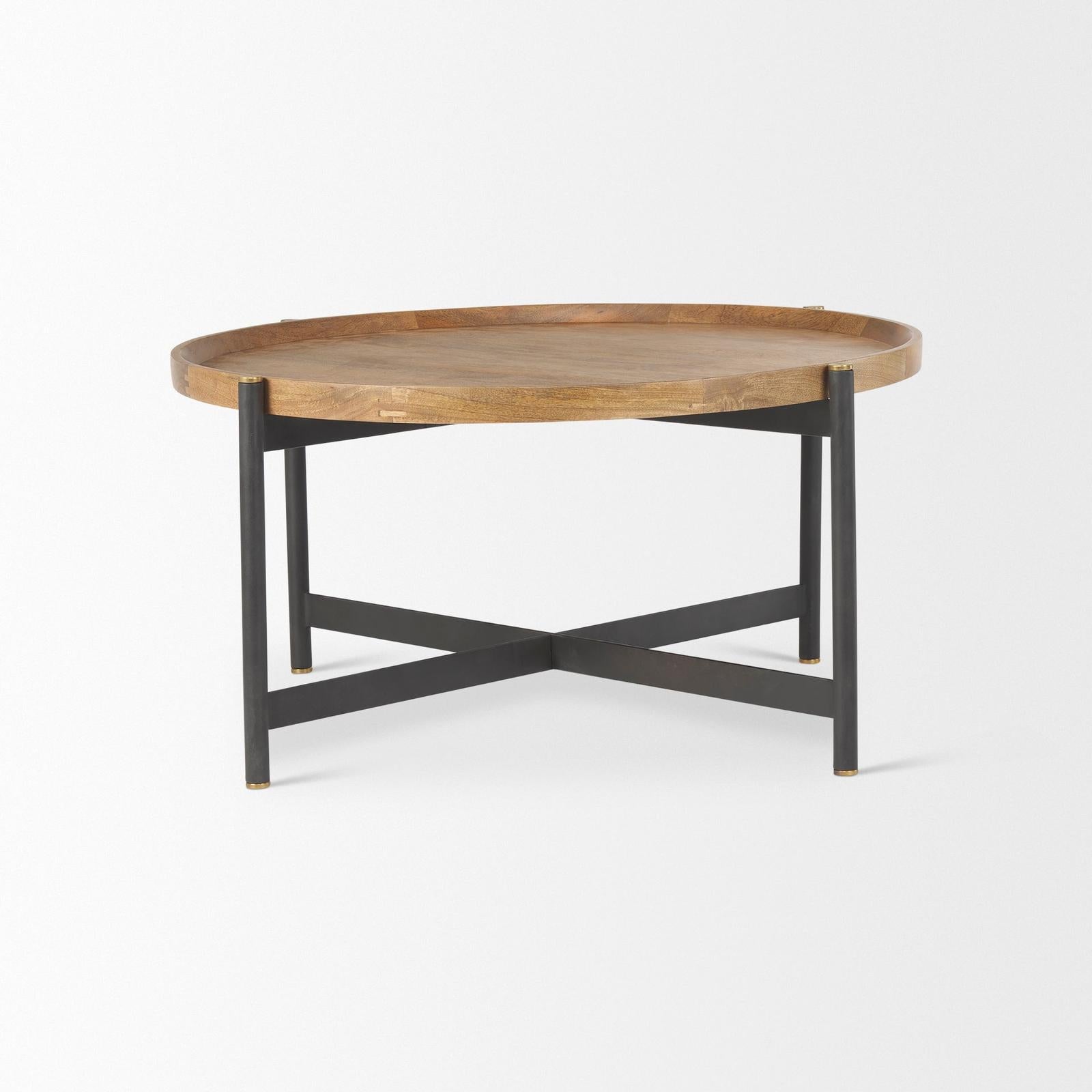 Mercana Marquisa Brown Wood w/ Black Metal Coffee Table