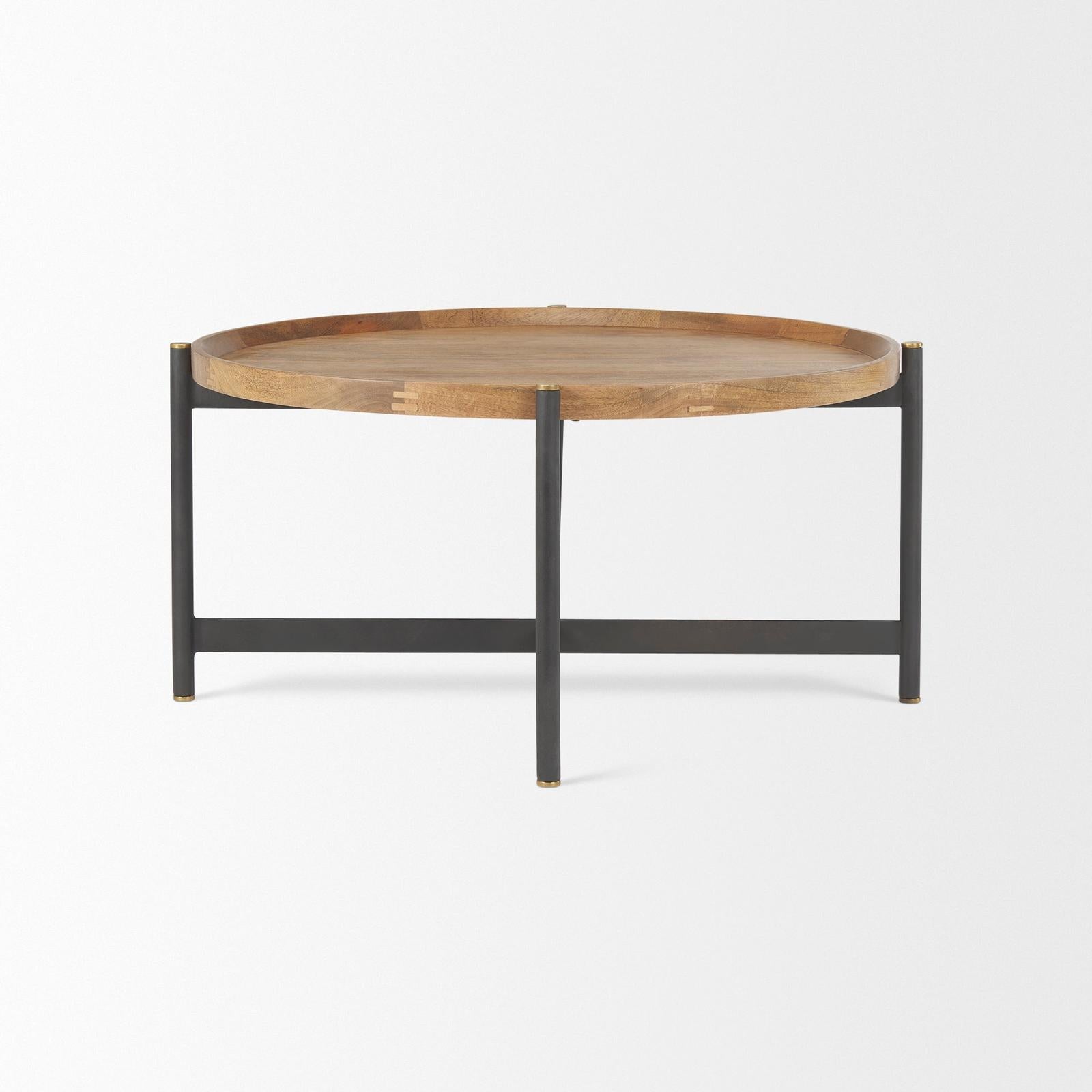 Mercana Marquisa Brown Wood w/ Black Metal Coffee Table