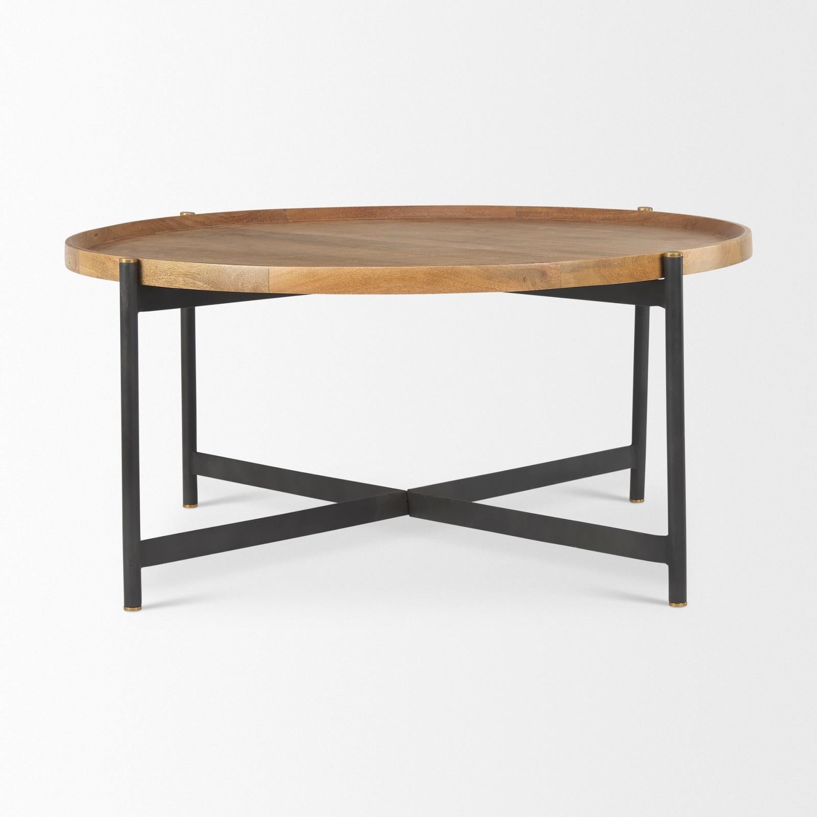 Mercana Marquisa Brown Wood w/ Black Metal Coffee Table