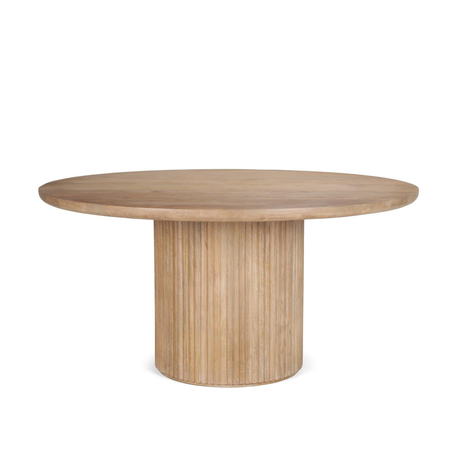 Mercana Terra Dark Brown Wood Round Fluted Dining Table