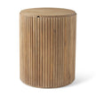 Mercana Terra Dark Brown Wood Fluted Round Side Table