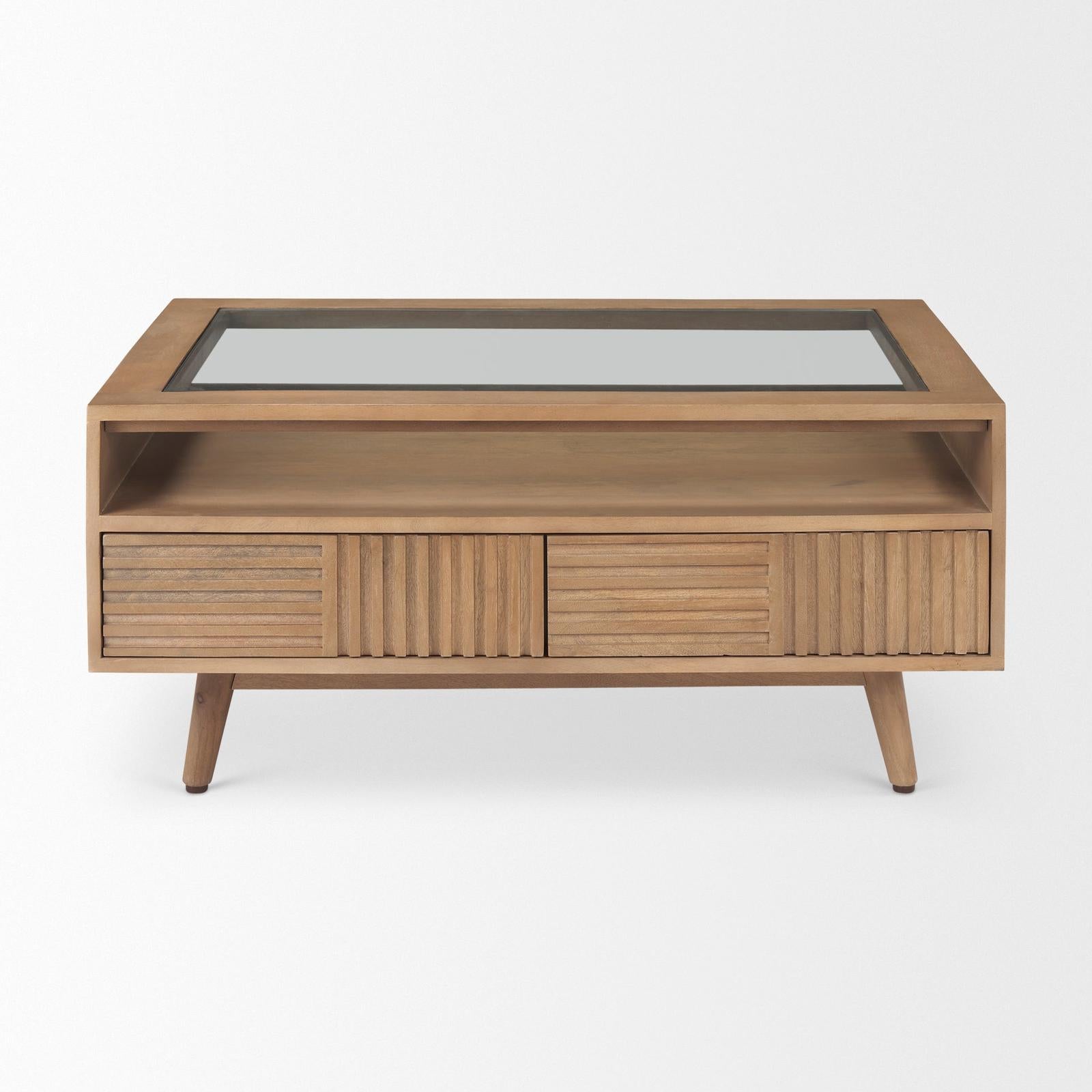 Mercana Sable Light Brown Wood Coffee Table Clearance