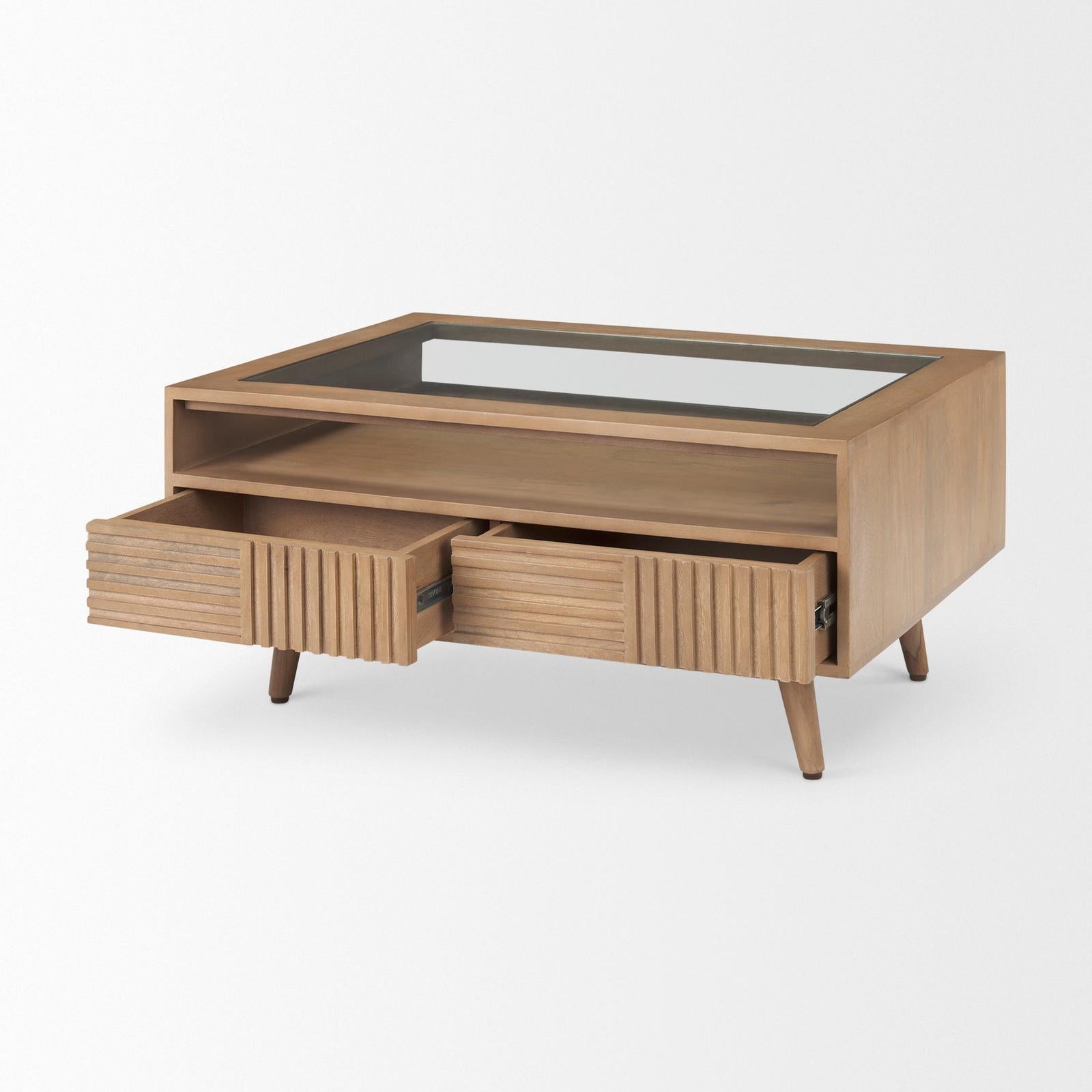 Mercana Sable Light Brown Wood Coffee Table Clearance