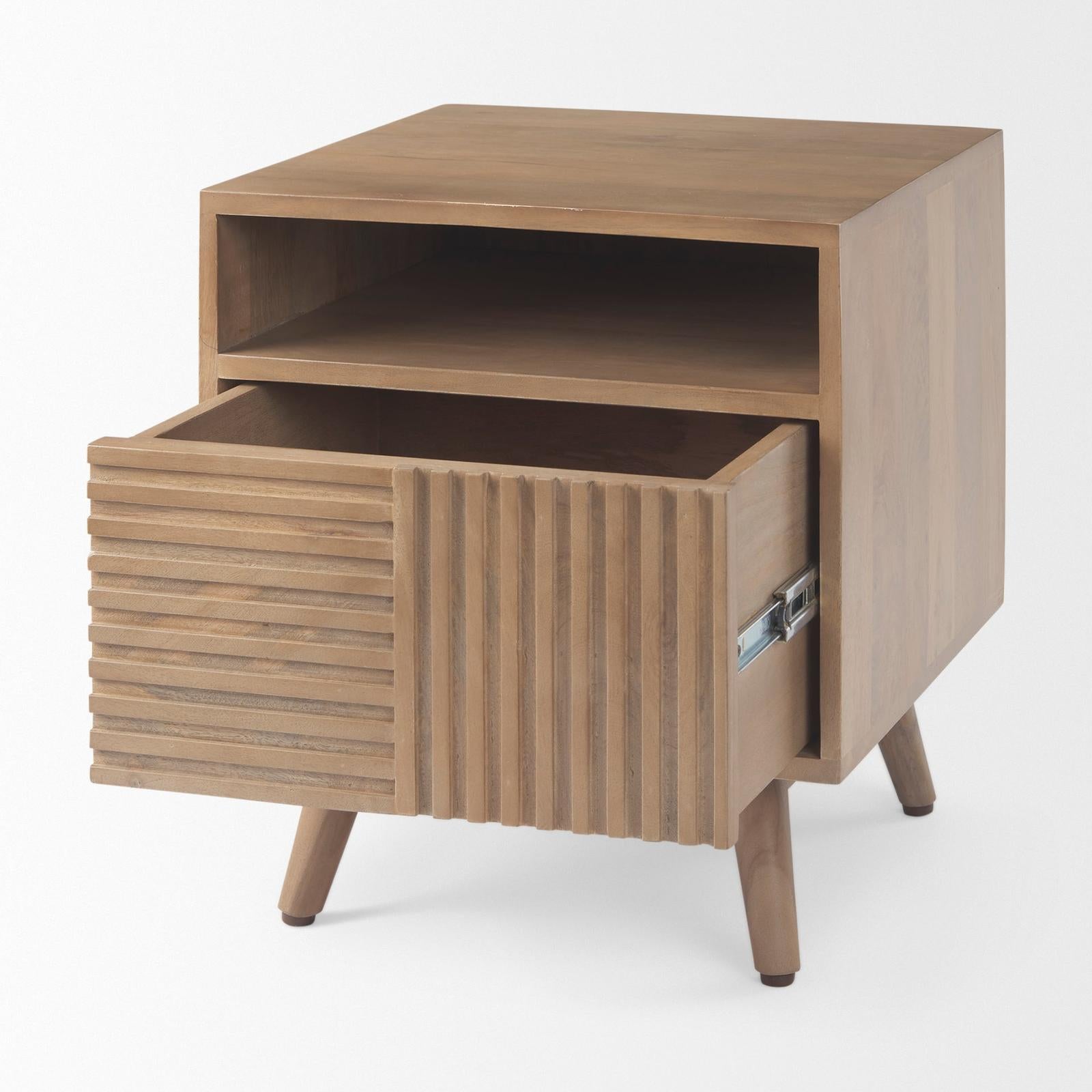 Mercana Sable Light Brown Wood Side Table