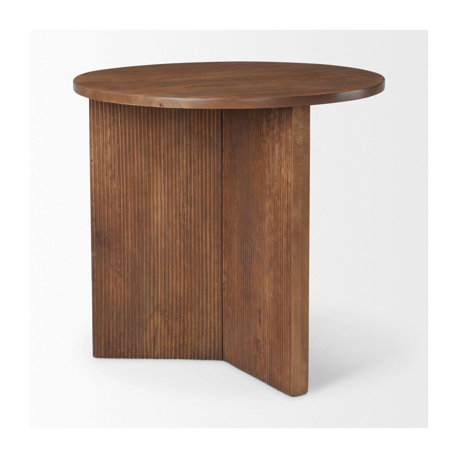 Mercana Enzo Fluted Wood Base Foyer Accent Table