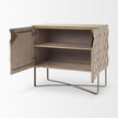 Mercana Excelsior Light Brown Wood Gold Iron Base Accent Cabinet