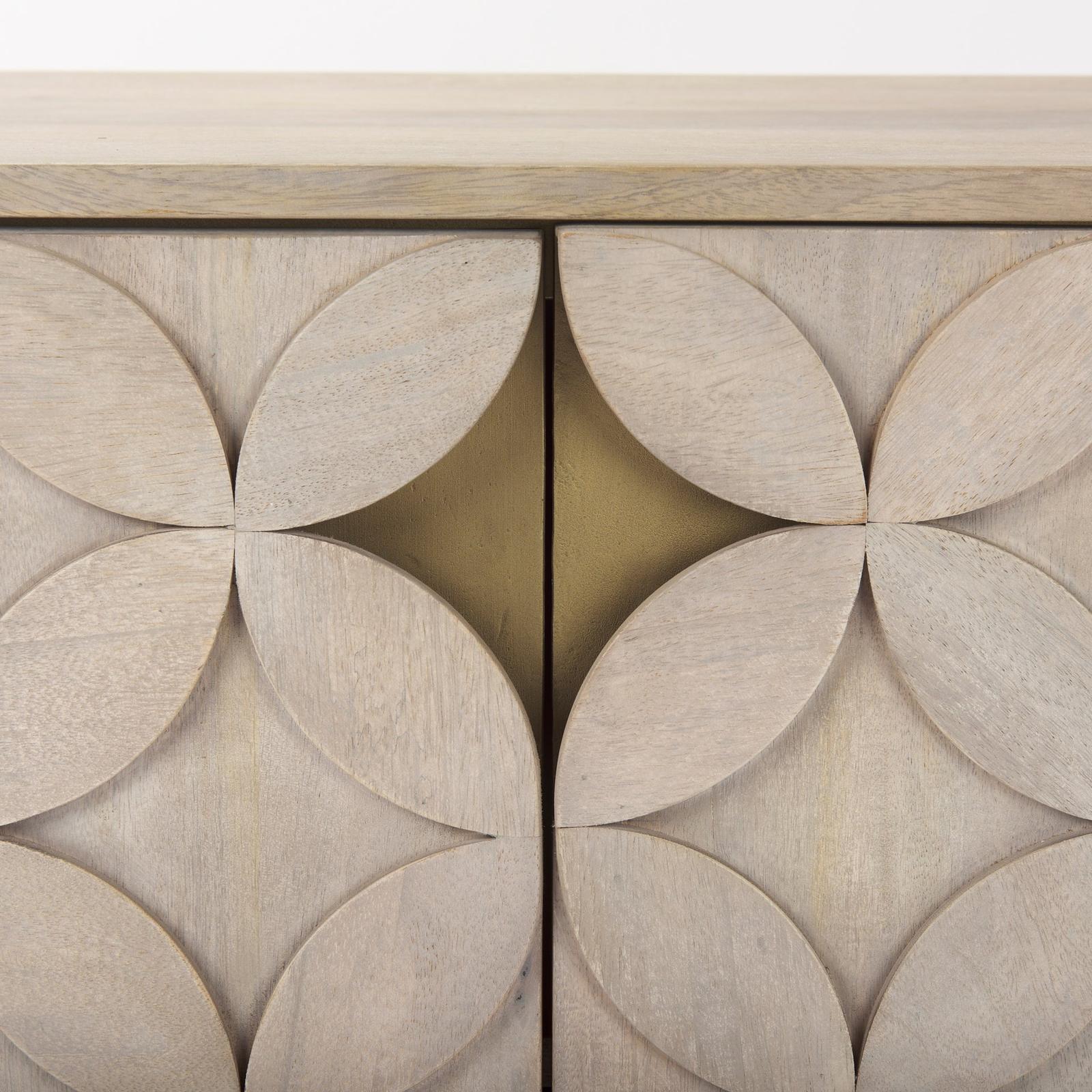 Mercana Excelsior Light Brown Wood Gold Iron Base Accent Cabinet
