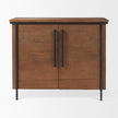 Mercana Maddox Brown Solid Wood Black Metal 2 Door Accent Cabinet