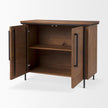 Mercana Maddox Brown Solid Wood Black Metal 2 Door Accent Cabinet