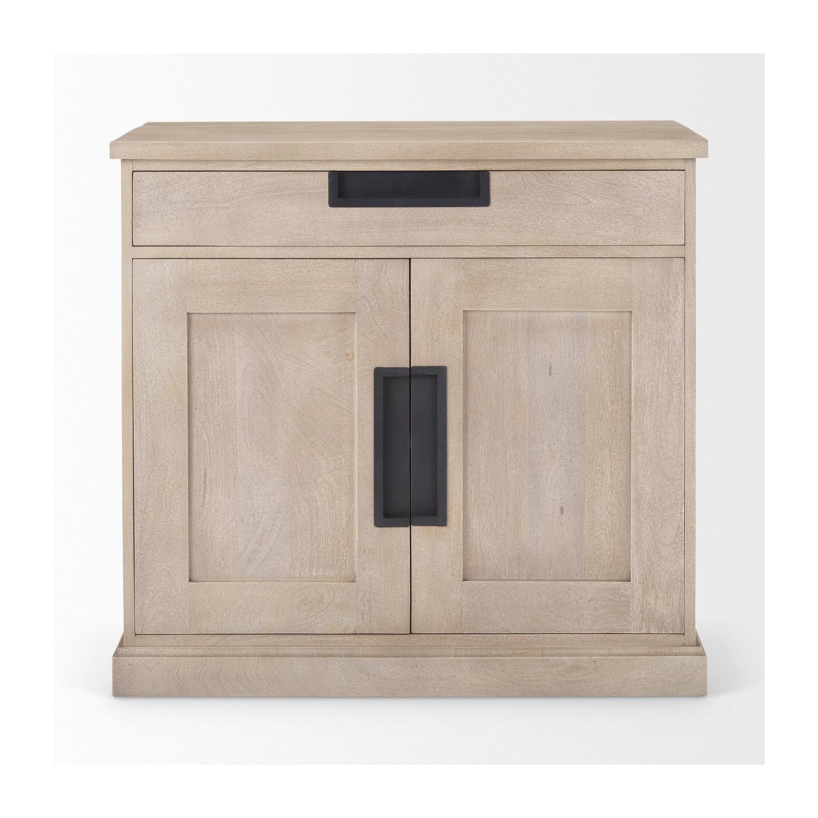 Mercana Braxton Beige Wood W/Black Accents 2 Door Accent Cabinet
