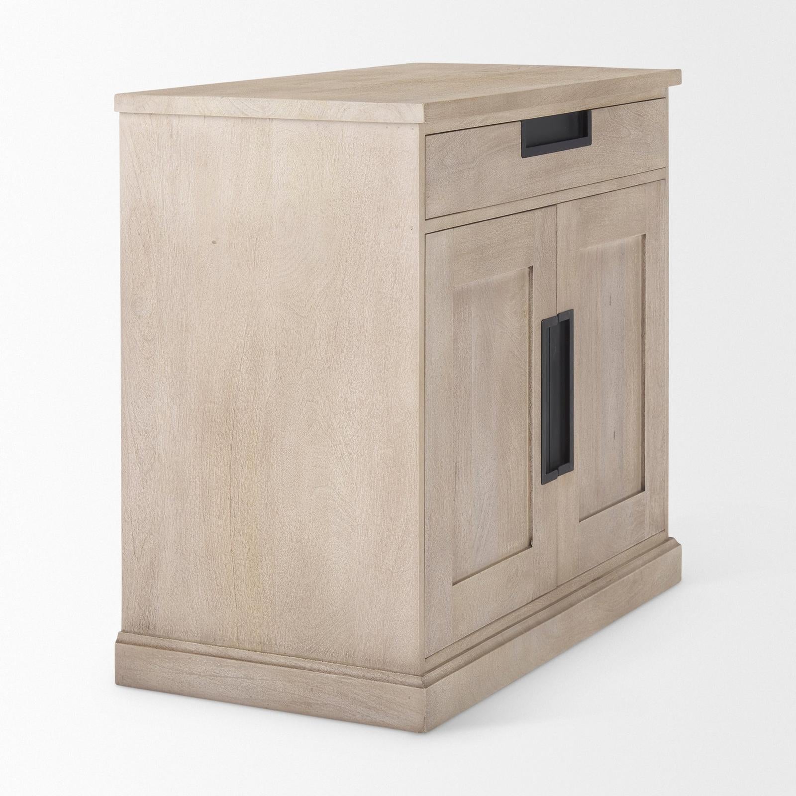 Mercana Braxton Beige Wood W/Black Accents 2 Door Accent Cabinet