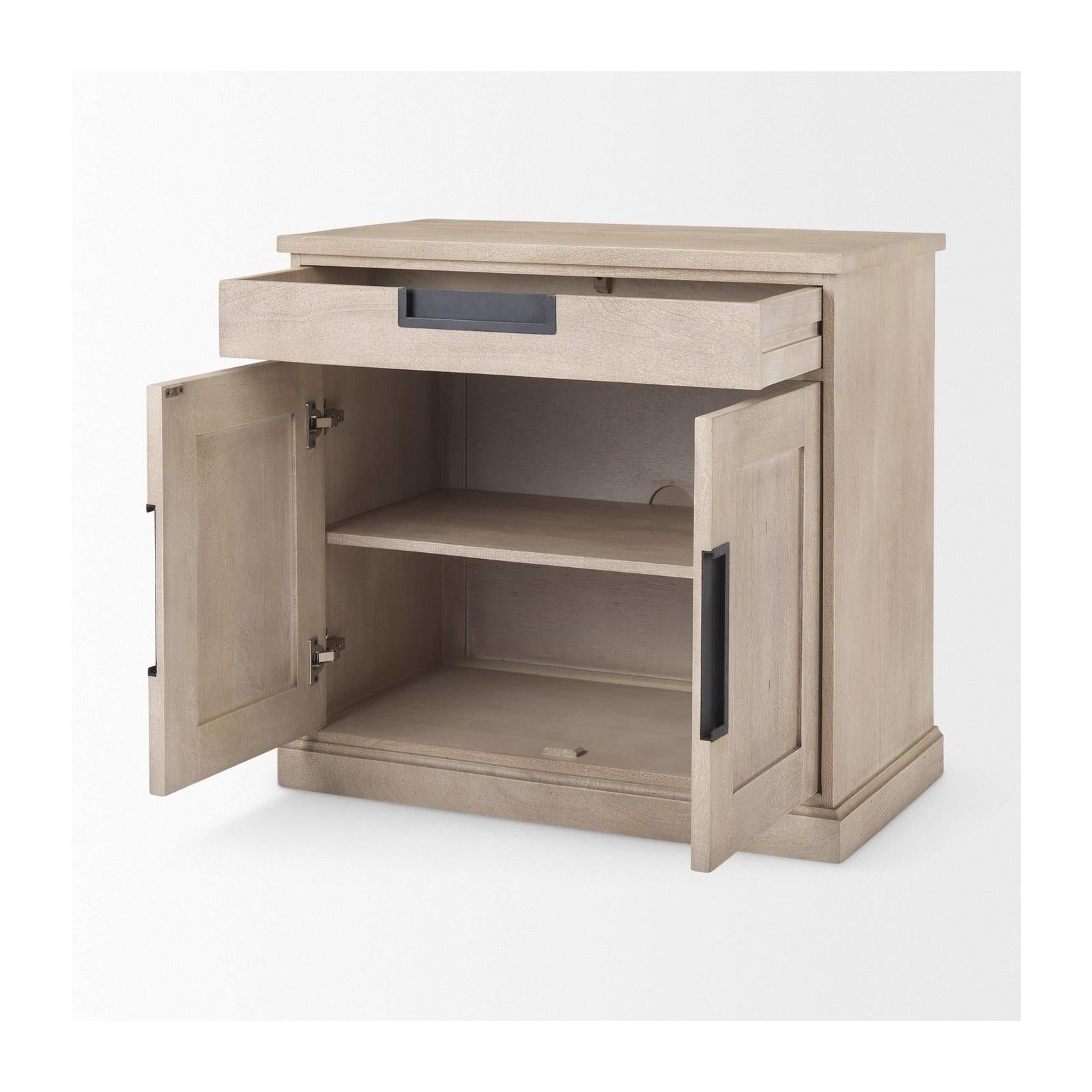 Mercana Braxton Beige Wood W/Black Accents 2 Door Accent Cabinet