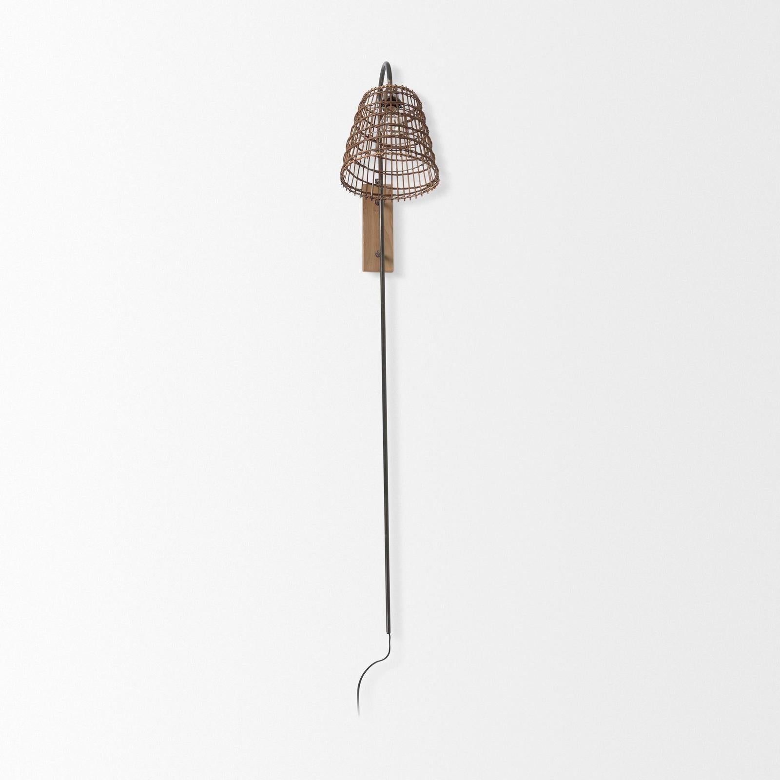 Mercana Kiley Brown Woven Shade W/Black Metal Wall Sconce Clearance