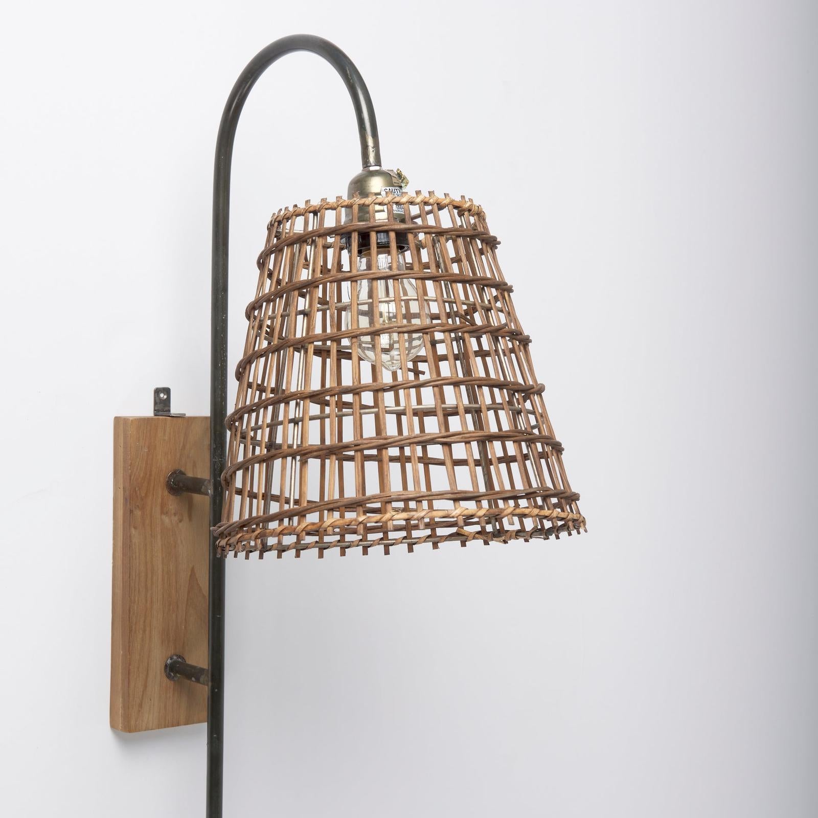 Mercana Kiley Brown Woven Shade W/Black Metal Wall Sconce Clearance