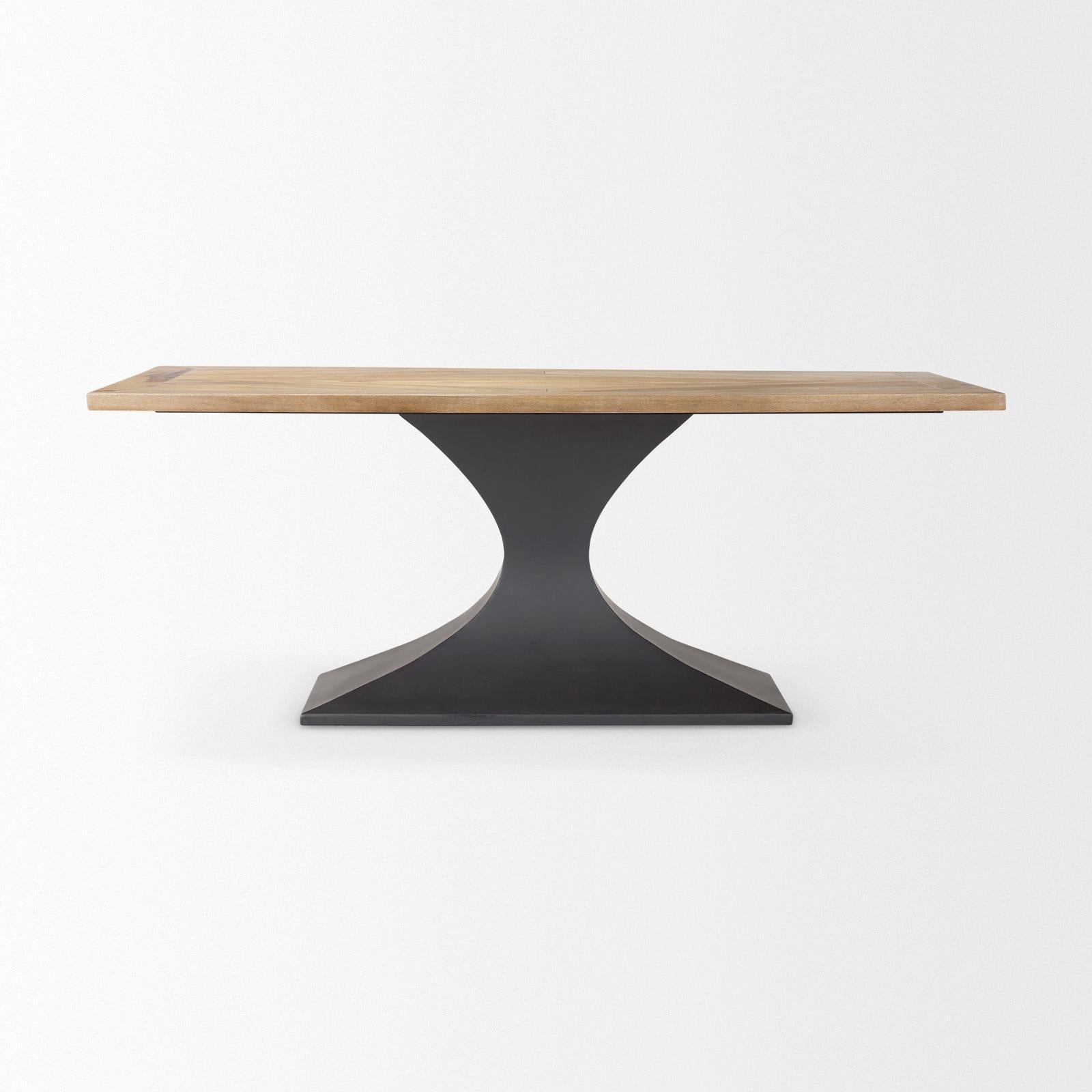 Mercana Maxton Light Brown Wood w/ Dark Gunmetal Iron Metal Dining Table