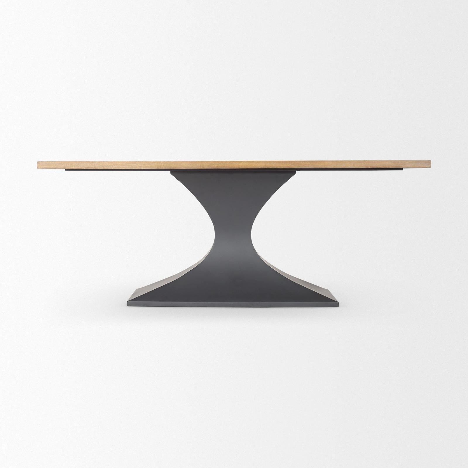 Mercana Maxton Light Brown Wood w/ Dark Gunmetal Iron Metal Dining Table