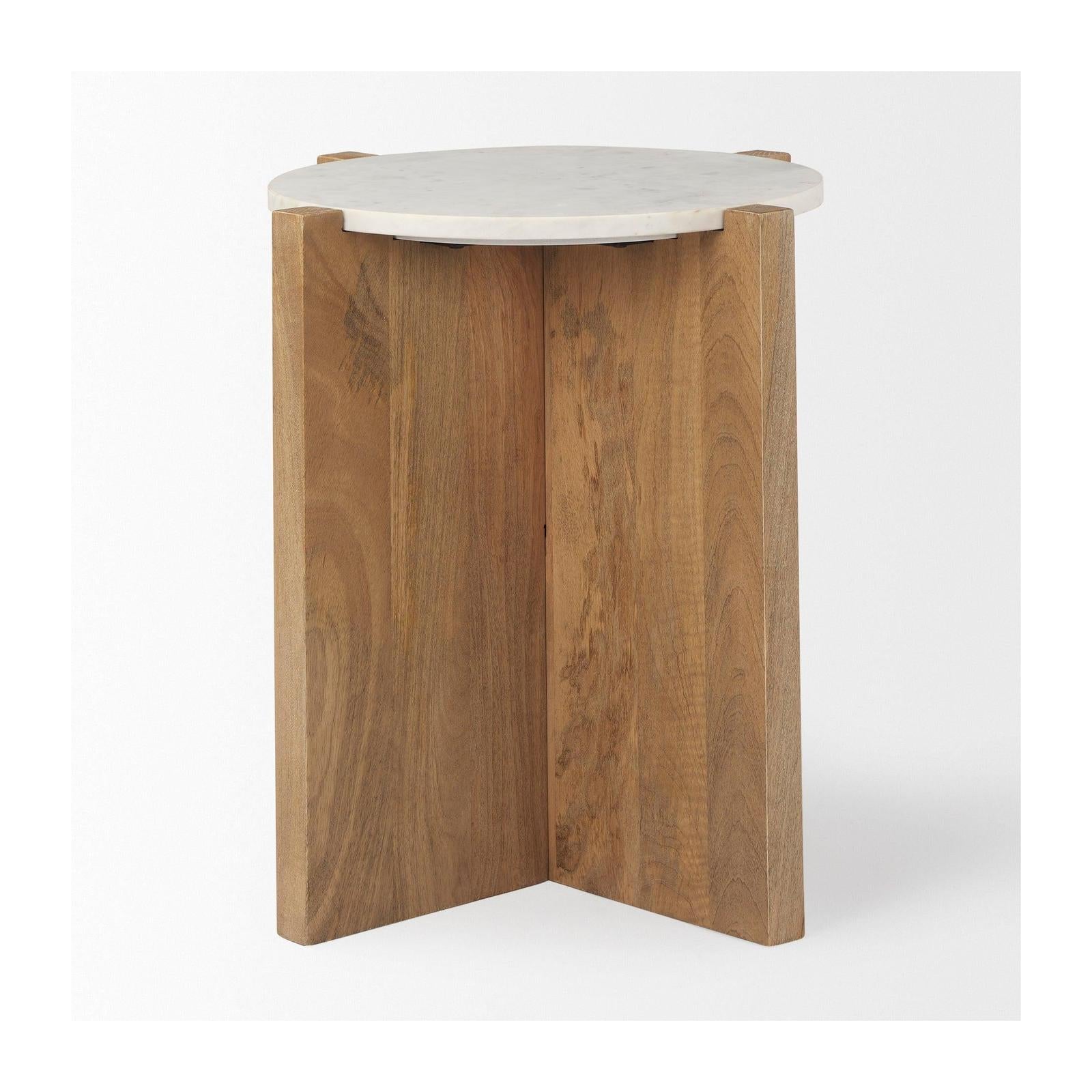 Mercana Bianca Wood w/ Marble Round Accent Table