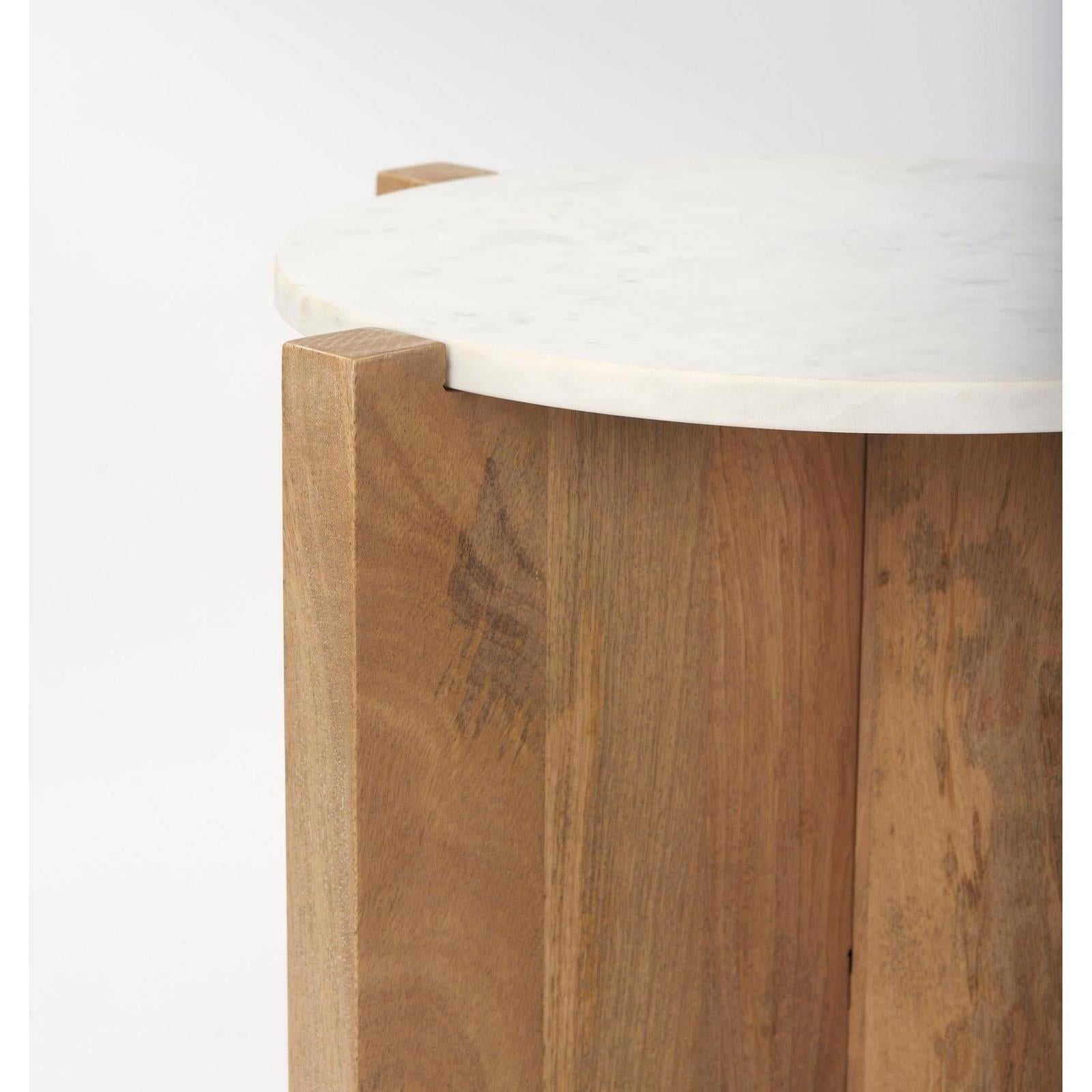 Mercana Bianca Wood w/ Marble Round Accent Table
